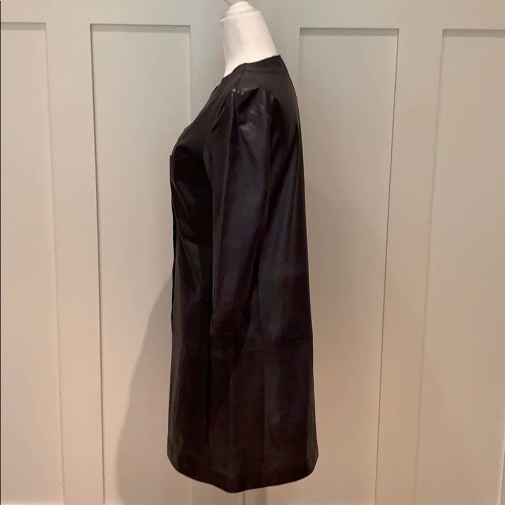 VINCE LEATHER SHIRT DRESS IN COASTAL BLUE SIZE 4 - Picture 5 of 8
